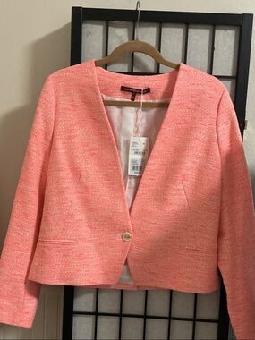 Comptoir Des Cotonniers Coral Pink Open Front Blazer